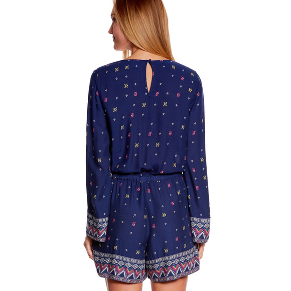 ROXY BLUE KANTHA PATTERN ROMPER SIZE LARGE - Picture 2 of 3